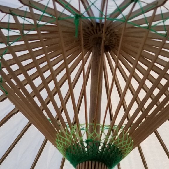 Set of 2 painted Chinese design fabric umbrellas - Picture 10 of 14